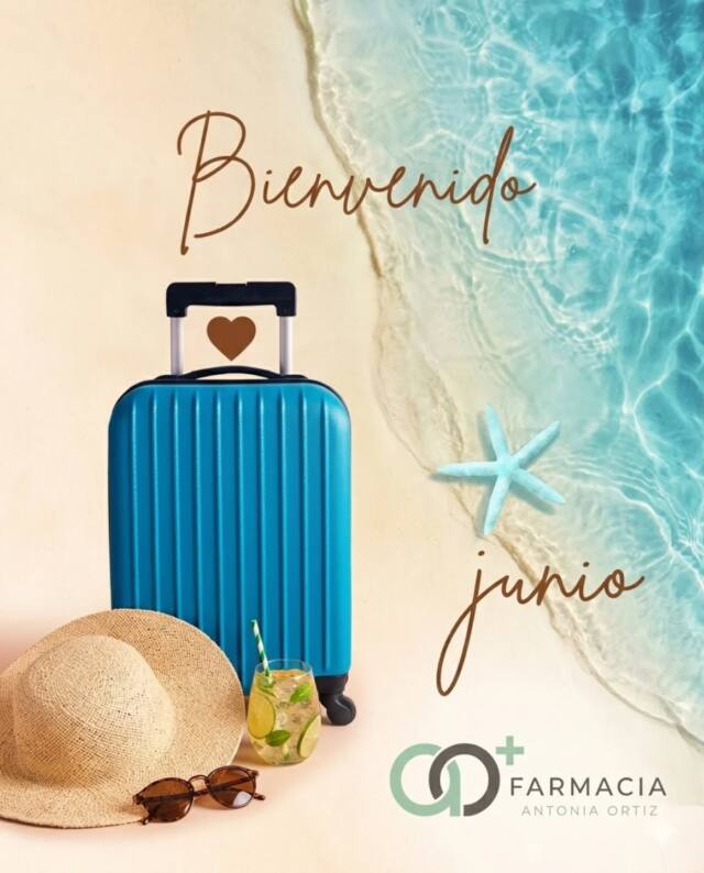 ¡Hola, junio! 👋☀️

​La temporada de sol, playa y vacaciones ya está aquí, ¡y en Farmacia Antonia Ortiz estamos listos para acompañarte!

​Junio es el mes perfecto para organizar tu neceser de viaje y asegurarte de tener todo lo necesario para disfrutar del buen tiempo sin preocupaciones: 

Fotoprotección, cuidados post-sol, repelentes y tus esenciales de salud. 🧴🕶️

​¿Ya tienes tu maleta lista? Pásate por la farmacia y te ayudamos a que no falte nada importante en tu kit de verano.

✨ Tu salud es nuestra prioridad en cada estación del año.

​#FarmaciaAntoniaOrtiz #BienvenidoJunio #ConsejosFarmacia #SaludVerano #CuidadoDeLaPiel